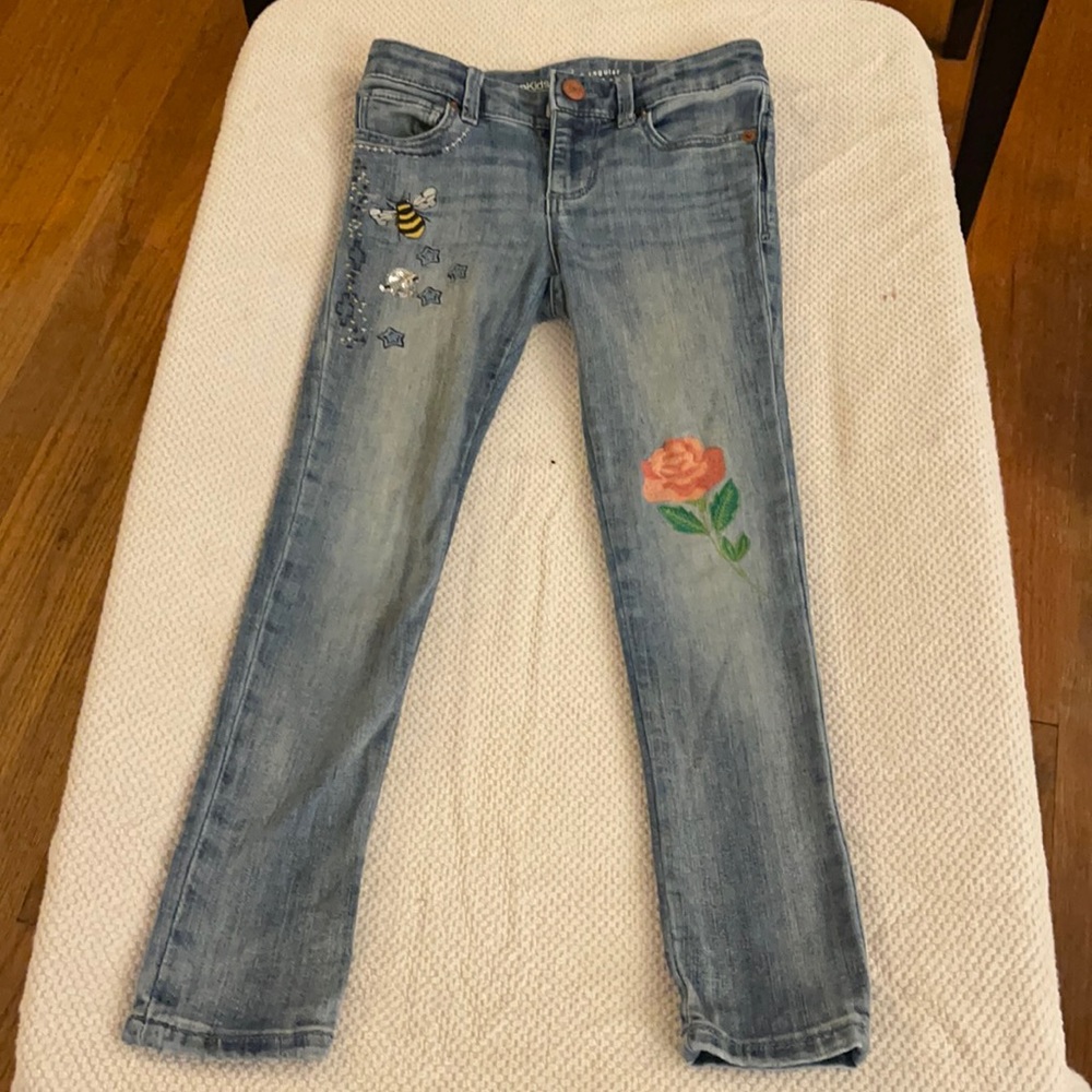 Gap 1969 kids super skinny size 6 appliqué jeans